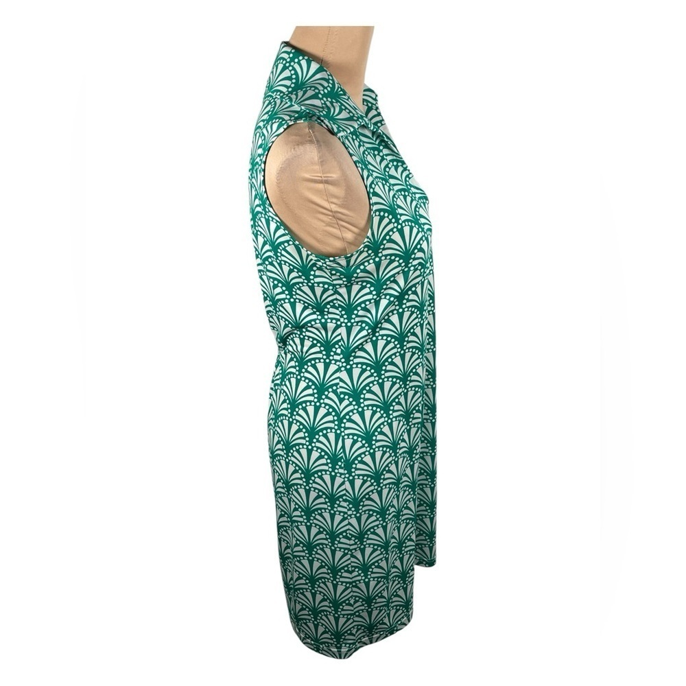 TRACY NEGOSHIAN Green Geometric V-Neckline Dress Small - Picture 3 of 9